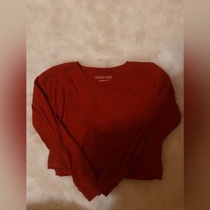 cropped red long sleeve tee